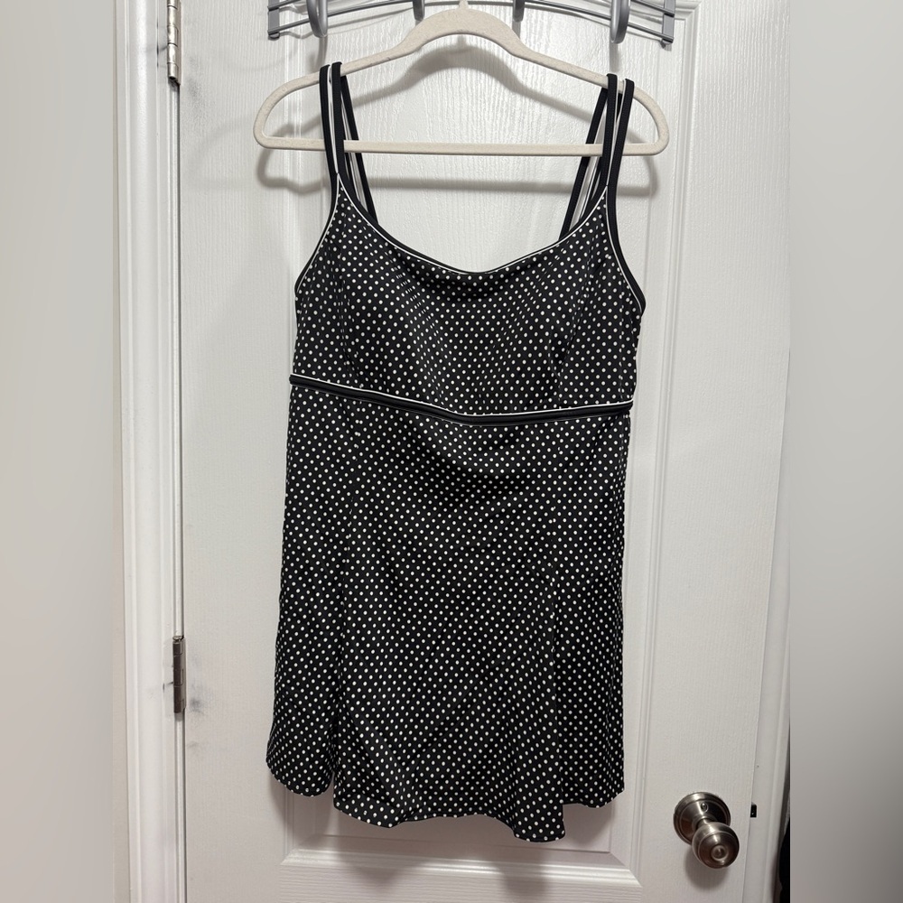 Great Lengths One Piece Swimsuit Dress Women’s 16 Black White Polka‎ Dot Classic